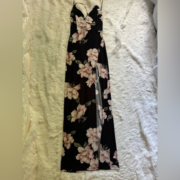 Floral Maxi Dress with Pink and Green Accents - Picture 1 of 3